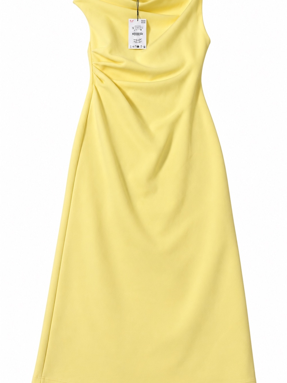 ZARA Yellow Draped Midi Dress Size XL NWT